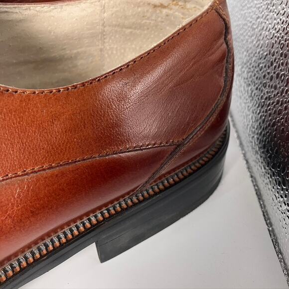 New Stacy Adams Square Toe Lace Up Dress Shoe Men's 10.5 M‎ Cognac Brown - Picture 5 of 15